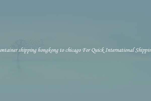 container shipping hongkong to chicago For Quick International Shipping